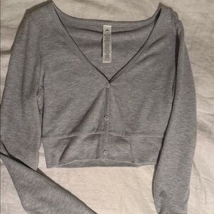 ALO Yoga Light Gray Button-Down Top